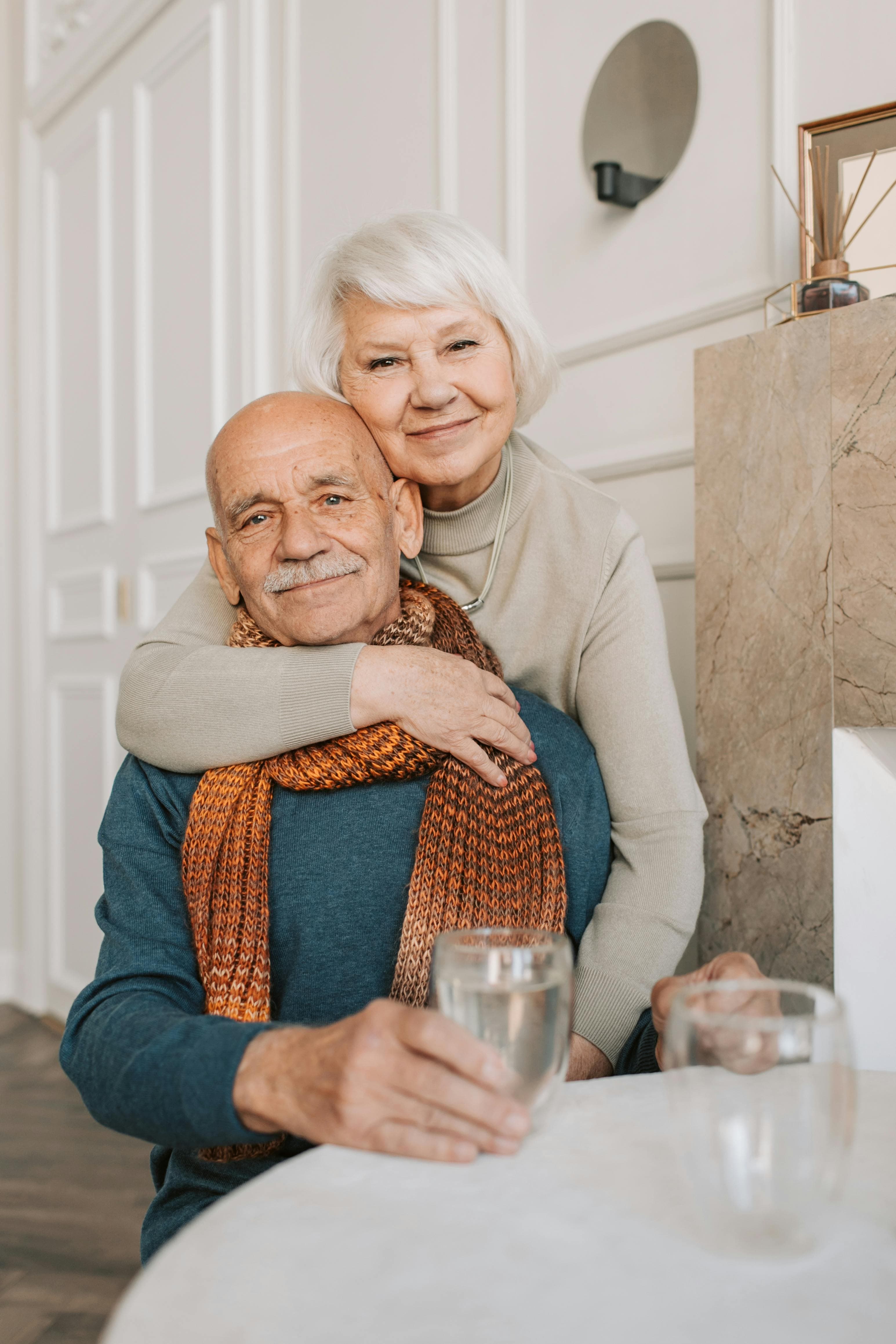 Smiling elderly couple enjoying retirement